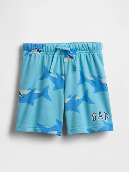 GAP Erkek Bebek Relaxed Fransız Havlu Kumaş Logo Pull-On Şort Mavi ürün görseli 1
