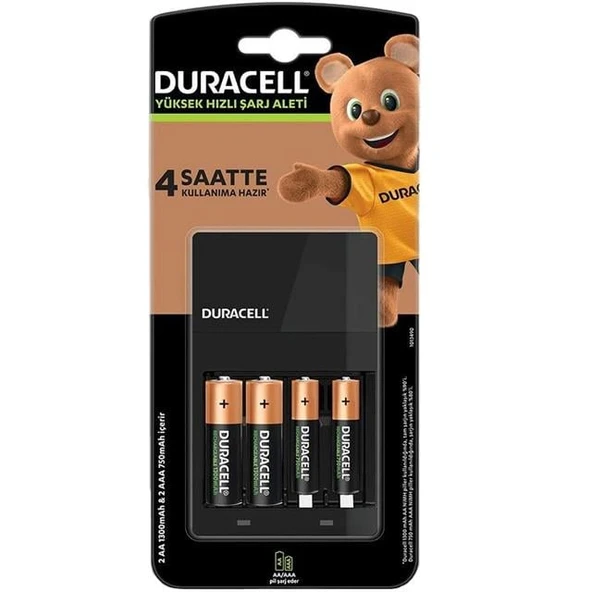 Duracell AA*2 + AAA*2 (Pilli) Hızlı Pil Şarj Aleti CEF14 (2 Adet *750 mAh AAA + 2 Adet* 1300 mAh AA Pil) ürün görseli 1