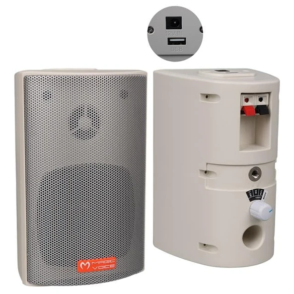 MagicVoice MV-16 7.5 CM 30 Watt Komütatörlü Hat Trafolu Beyaz Sütun Hoparlör (2'li Takım) ürün görseli 1