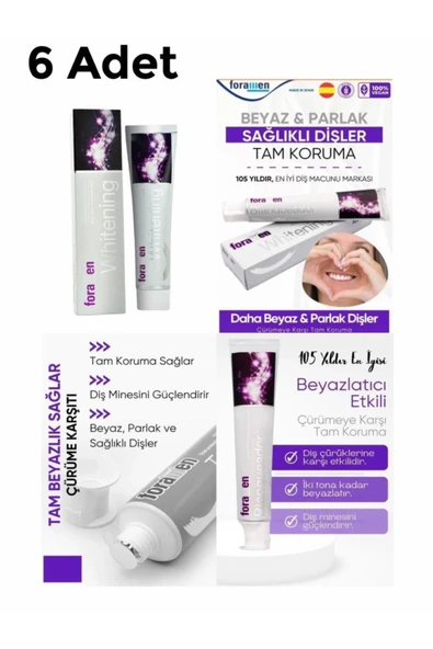 6 Adet Whitening Beyazlatıcı Büyük Boy Diş Macunu 125 gr ürün görseli 1