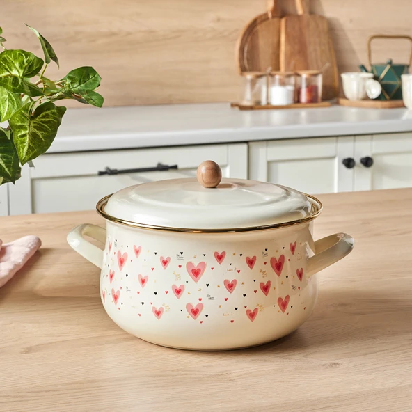 Karaca Pink Love Emaye Tencere 22 cm ürün görseli 1