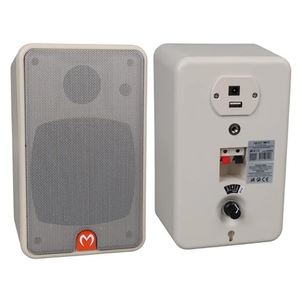MagicVoice MV-21 10 CM 40 Watt Komütatörlü Hat Trafolu Beyaz Sütun Hoparlör (2'li Takım) ürün görseli 1