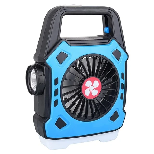 Powermaster PM-506 Kamp Tipi Şarjlı 5 Modlu (3+2) Led El Feneri Işıldak - 3 Kademe Soğutucu Fan Vantilatör ürün görseli 1