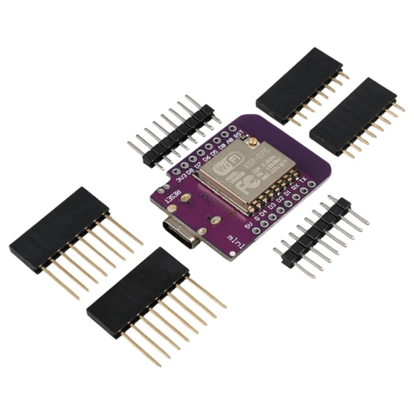 Wemos D1 Mini V4.0 ESP-07S Geliştirme Kartı Type-C Girişli WiFi Mikrokontrolcü Modülü ürün görseli 1