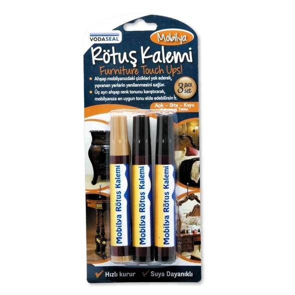 Vodaseal Mobilya Çizik Giderici Rötuş Rütuş Kalemi 3 lü Set ürün görseli 1