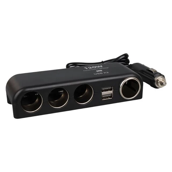 Olesson 1525 12-24V Çift USB'LI 120W 80cm Kablolu 4'LÜ Araç Çakmak Çoklayıcı ürün görseli 1
