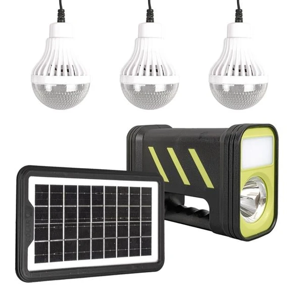 Powermaster GD-12 Akülü Solar Panelli 3 Ampullü Solar Işıldak Fener ürün görseli 1