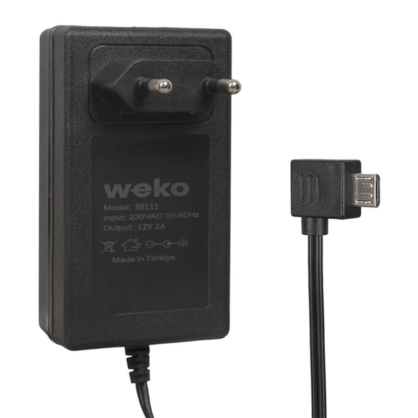 Weko WK-38111 Yerli Üretim 12 Volt - 2 Amper Micro Usb L Uçlu Priz Tipi Adaptör ürün görseli 1