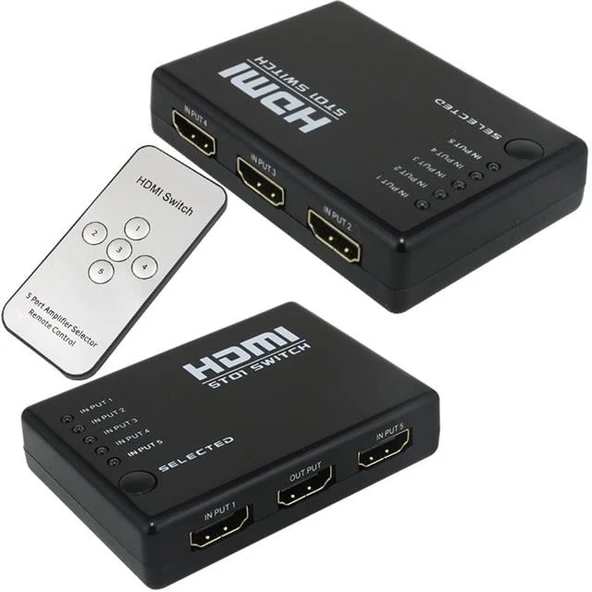 PowerMaster PM-8342 5 Giriş 1 Çıkış HDMI 2.0 4K@60Hz Switcher Toplayıcı Kumandalı ürün görseli 1