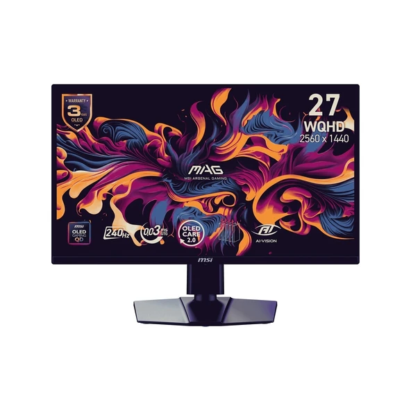 MSI 26.5" MAG 272QP QD-OLED X24 0.03MS 240HZ HDMI-DP-TYPEC Gaming Monitör 2560x1440 ürün görseli 1