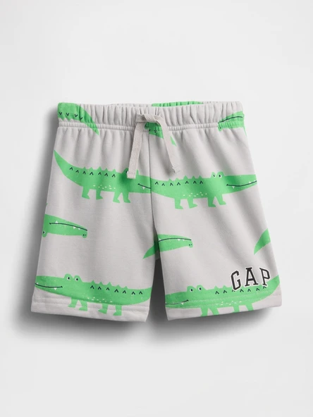 GAP Erkek Bebek Relaxed Fransız Havlu Kumaş Logo Pull-On Şort Gri ürün görseli 1