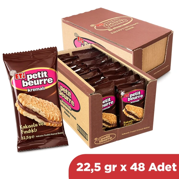Eti Kakaolu Fındık Kremalı Petibör Bisküvi 22,5 gr x 48 Adet ürün görseli 1
