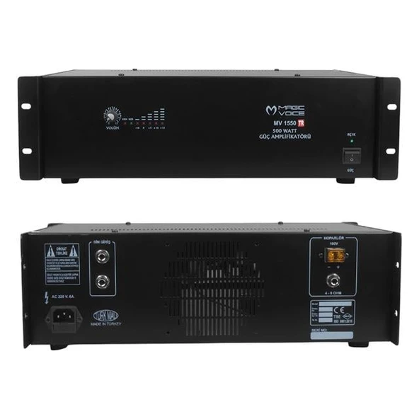 Magicvoice MV-1550 500 Watt 4-8 Ohm 100 Volt 19 Rack Hat Trafolu Power Anfi ürün görseli 1