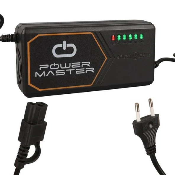 PowerMaster PM-31801 60 Volt - 20 Amper IEC C15 Dişi Uçlu Kapasite Göstergeli Elektrikli Bisiklet Şarj Akü Cihazı (ADJ160-01) ürün görseli 1