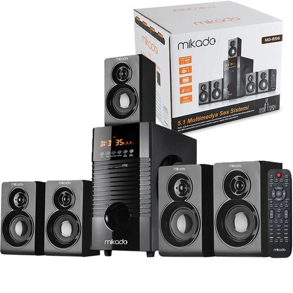 Mikado MD-856BT USB-SD-FM Destekli Multimedya 5+1 Bluetooth Speaker - Resim 2