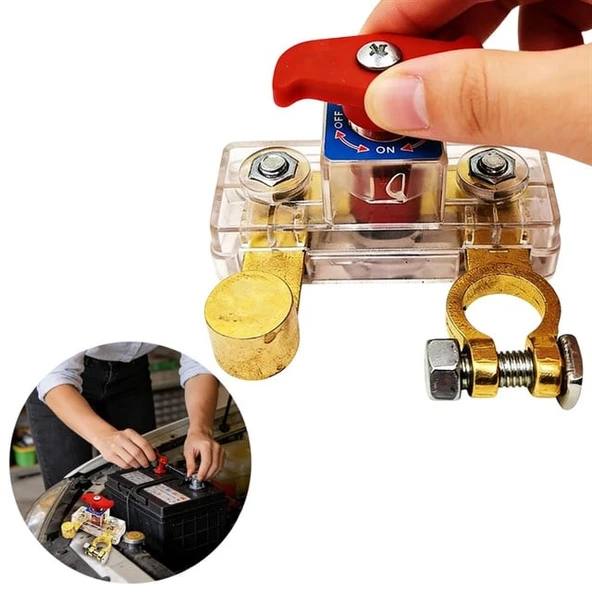 Powermaster PM-37872 Şeffaf Muhafazalı Çevirmeli Araç Oto Akü Kutup Başı Şalteri ürün görseli 1