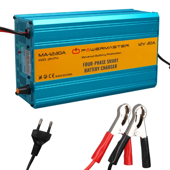 Powermaster MA-1230A 12 Volt - 30 Amper Dört Fazlı Akıllı Akü Şarj Cihazı ürün görseli 1