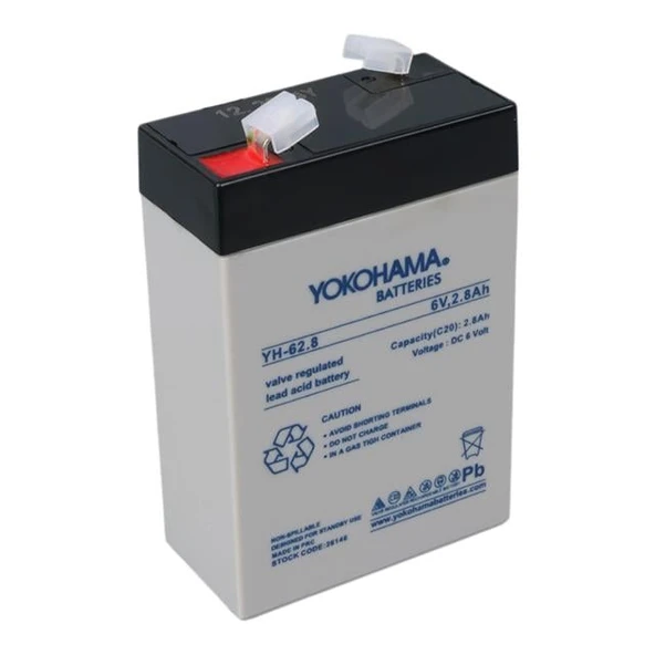 Yokohama YH-62.8 6 Volt - 2.8 Amper Dik Akü (66x33x97 mm) ürün görseli 1