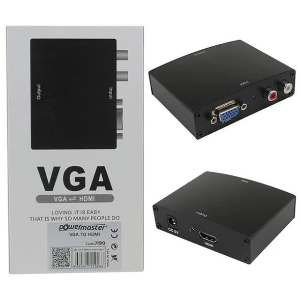 Powermaster PM-7199 VGA To HDMI Dönüştürücü Adaptörlü ürün görseli 1