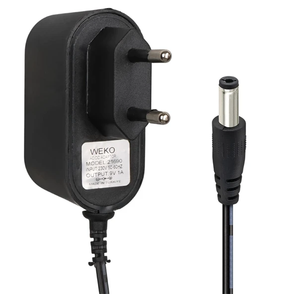 Weko WK-21690 9 Volt 1 Amper 5.5*2.5 Mm Uçlu Priz Tipi Adaptör ürün görseli 1