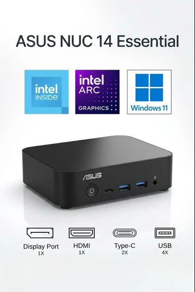ASUS NUC14 Intel N97 8GB RAM DDR5 1TB SSD WiFi 6E 2.5G LAN VESA Win11Pro MINI PC NUC14MNK97 A11 ürün görseli 1