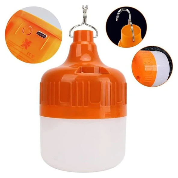 Ledx LN-OR50G 50 Watt TYPE-C Şarjlı Taşınabilir Asma Kancalı Kamp Çadır Lambası 6500K 1200mAh 3 Modlu ABS Malzeme ürün görseli 1