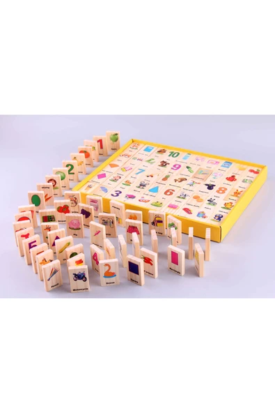 Ahşap Domino Bulmaca Öğrenme Oyuncağı - Resim 4