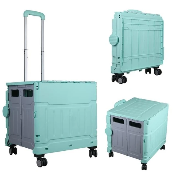 Sunup SN-26968 Katlanabilir Market Pazar Kamp Tekerlekli Alışveriş Arabası 60KG Kapasiteli ürün görseli 1