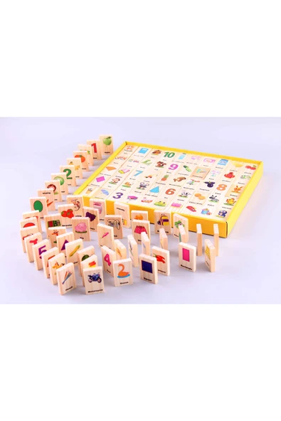 Ahşap Domino Bulmaca Öğrenme Oyuncağı - Resim 5