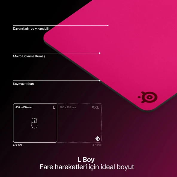 SteelSeries QcK Heavy Large Gaming Mousepad - Magenta - Resim 5