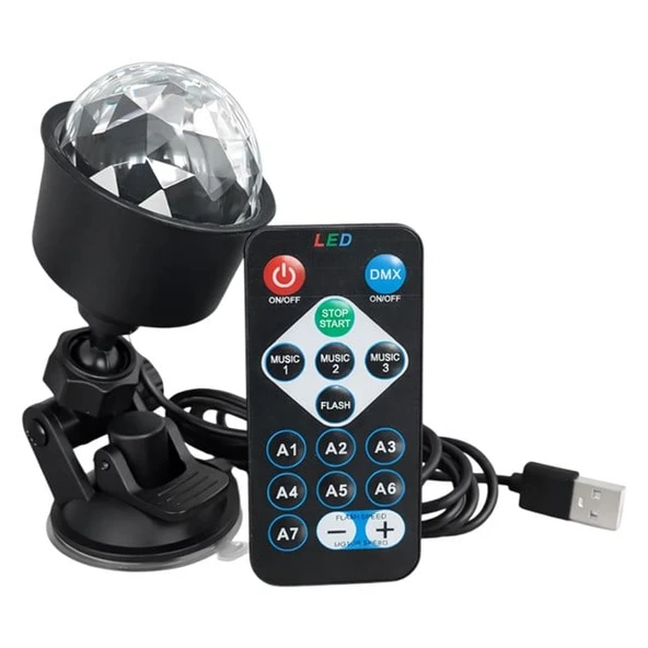 Powermaster PM-37731 RGB LED Hareketli Disko Topu ve Sahne Aydınlatma Lambası Uzaktan Kumandalı ürün görseli 1