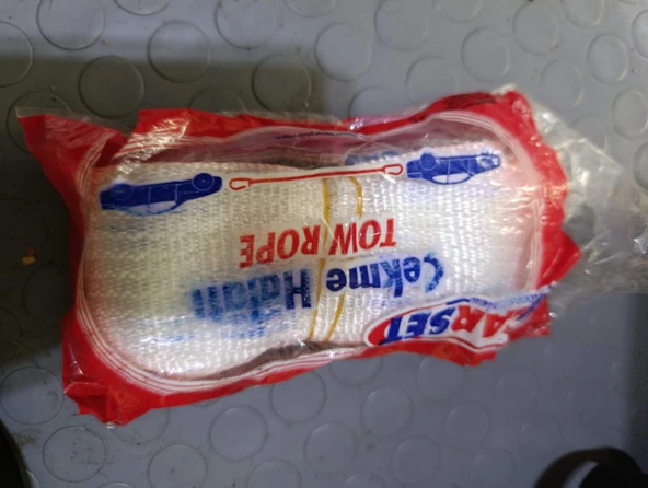 Çeki halatı beyaz 3 metre araç çekme 2 ton ürün görseli 1