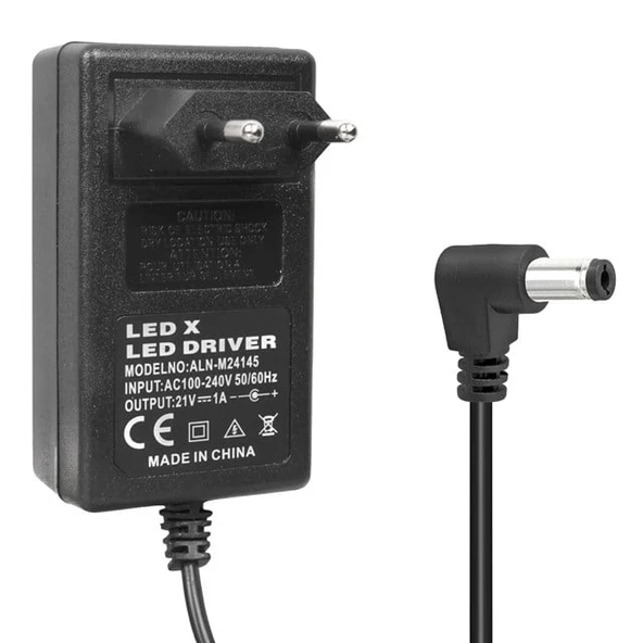 Powermaster PM-19255 21 Volt - 1 Amper - 21 Watt 5.5*2.5 Mm L Uçlu Şarjlı Matkap Adaptörü ürün görseli 1