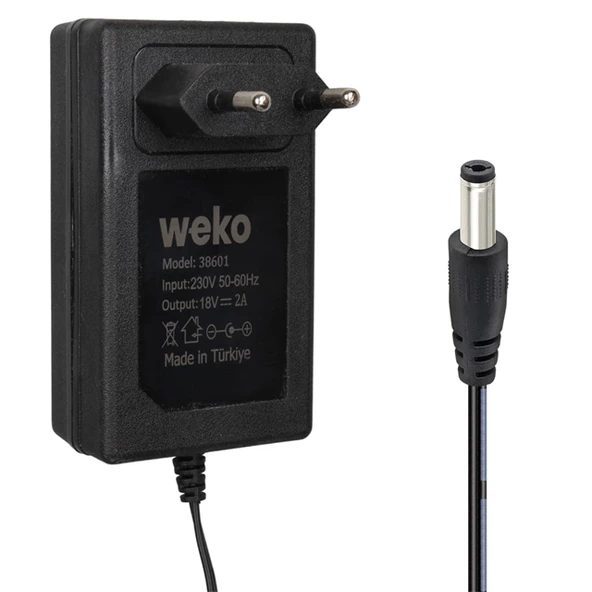 Weko WK-38601 18 Volt - 2 Amper 5.5*2.5 Mm Uçlu Yerli Üretim Priz Tipi Adaptör ürün görseli 1