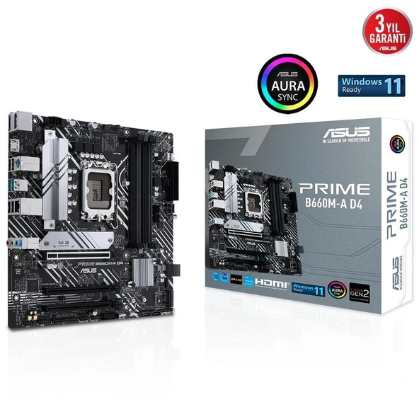 Asus Prime B660M-A D4 Intel LGA1700 DDR4 Micro ATX Anakart Outlet ürün görseli 1