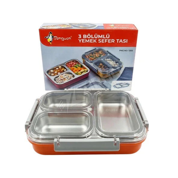 5 ADET Penguen Üç Bölümlü Yemek Sefer Tası Png-1305 ürün görseli 1