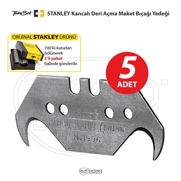 STANLEY 1996 Deri Açma Kancalı Maket Bıçağı Yedeği 5 Adet ürün görseli 1