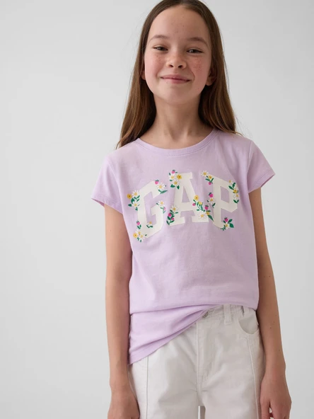 GAP Kız Çocuk Gap Logo T-Shirt Toz Lila ürün görseli 1