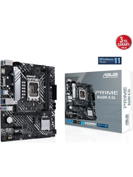 Asus Prime B660M-K D4 Intel LGA1700 DDR4 Micro ATX Anakart Teşhir ürün görseli 1