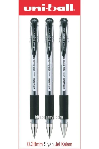 UNİ-BALL Uniball Signo Dx 0.38 Mm Siyah Jel Kalem 3 Adet ürün görseli 1