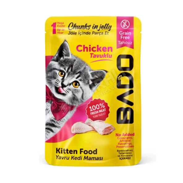 Bado Yavru Kedi Yaş Mama Parça Tavuk Etli 85 Gr ürün görseli 1