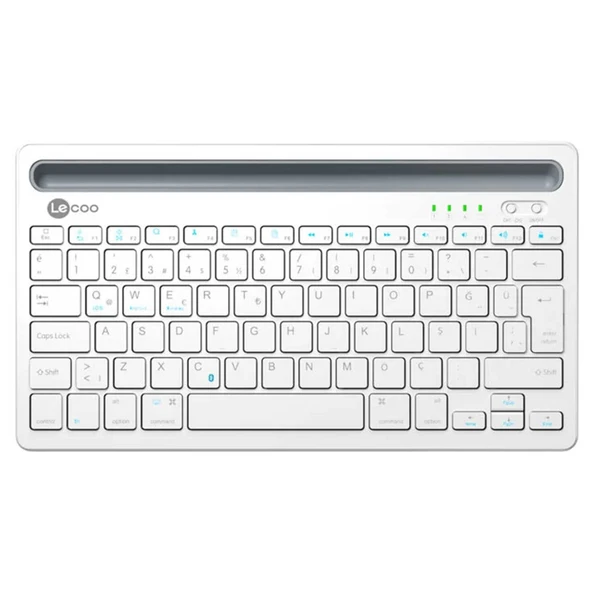 Lecoo BK100 Bluetooth V3.0 Şarj Edilebilir Beyaz Kablosuz Türkçe Q Klavye ürün görseli 1