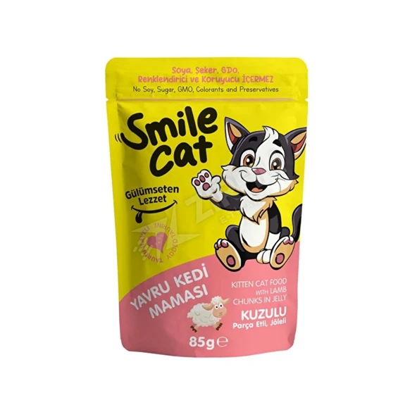 4 ADET Jungle Smile Cat Pouch Yavru Kedi Maması Kuzulu 85 Gr ürün görseli 1
