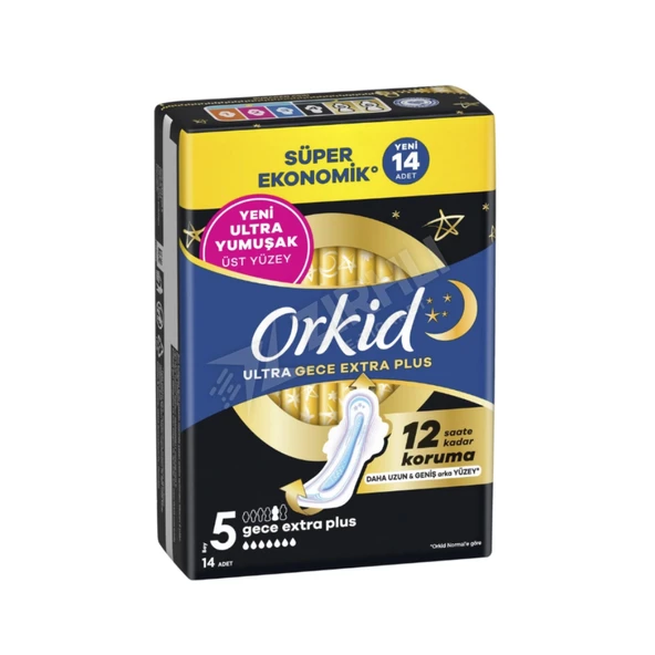 Orkid Ultra Ekstra Dörtlü Hijyenik Ped Gece Plus 14'lü ürün görseli 1