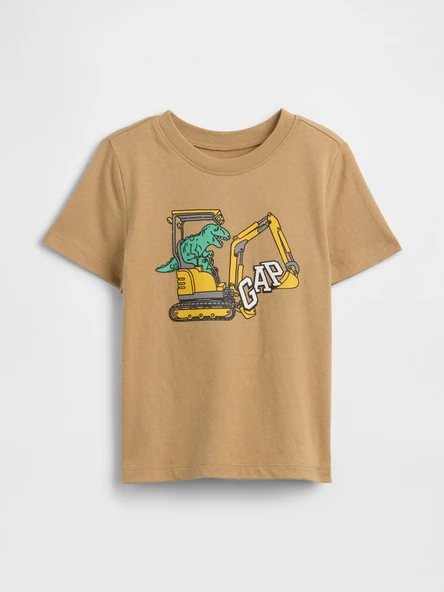 GAP Erkek Bebek Grafik Baskılı T-Shirt Bej ürün görseli 1