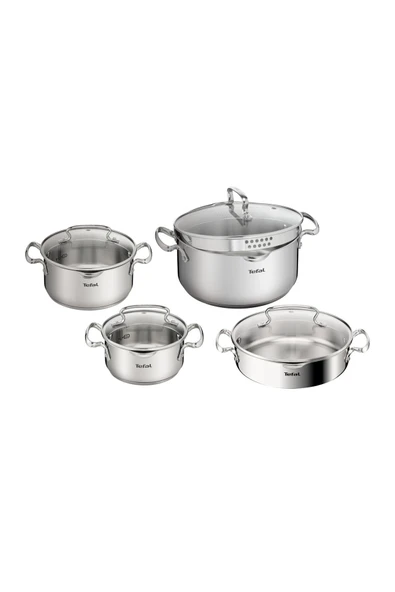 TEFAL Duetto 8 Parça Çelik Tencere Seti ürün görseli 1