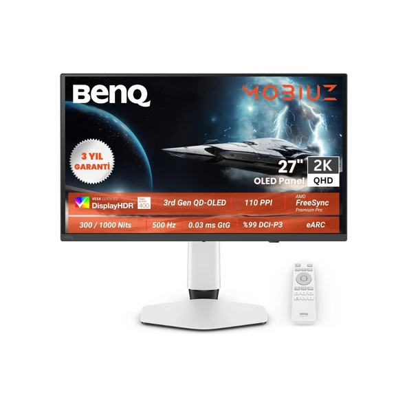 BenQ Mobiuz EX271QZ 27'' OLED 2k 500Hz 0,03MS HDMI USB HDR500 Eye Care Oyun Monitörü ürün görseli 1