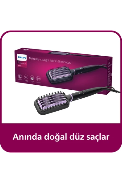 Philips Düzleştirici Tarak, Anında Doğal Düz, Pürüzsüz Kabarmayan Saçlar, BHH880/00 ürün görseli 1
