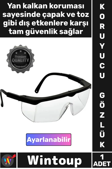 #Gözlük İş Güvenliği Koruyucu Lens Ergonomik Tam Korumalı Şeffaf Ayarlı Çapak Laboratuvar Gözlüğü ürün görseli 1