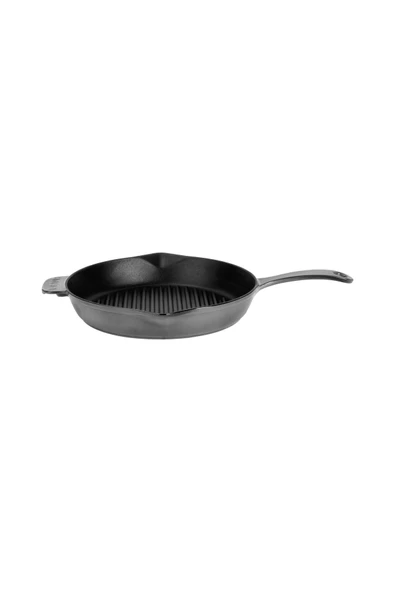 Lava Döküm Yuvarlak Izgara Tavası Döküm Demir Yekpare Saplı Premium Serisi. Çap(Ø)28cm. ürün görseli 1